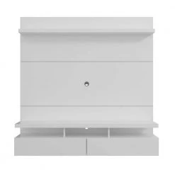 City 63 in. White Gloss Particle Board Floating Entertainment Center Fits TVs Up to 55 in. with Storage Doors by Luxor