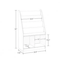 Kids Bookrack with 2-Cubbies and 2-Gray Bins by RiverRidge Home -Furniture Store white gray bins riverridge home kids bookshelves 02 309k 4f 1000