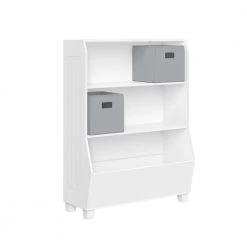 Kids 34 in. Bookcase with Toy Organizer and 2-Gray Bins by RiverRidge Home