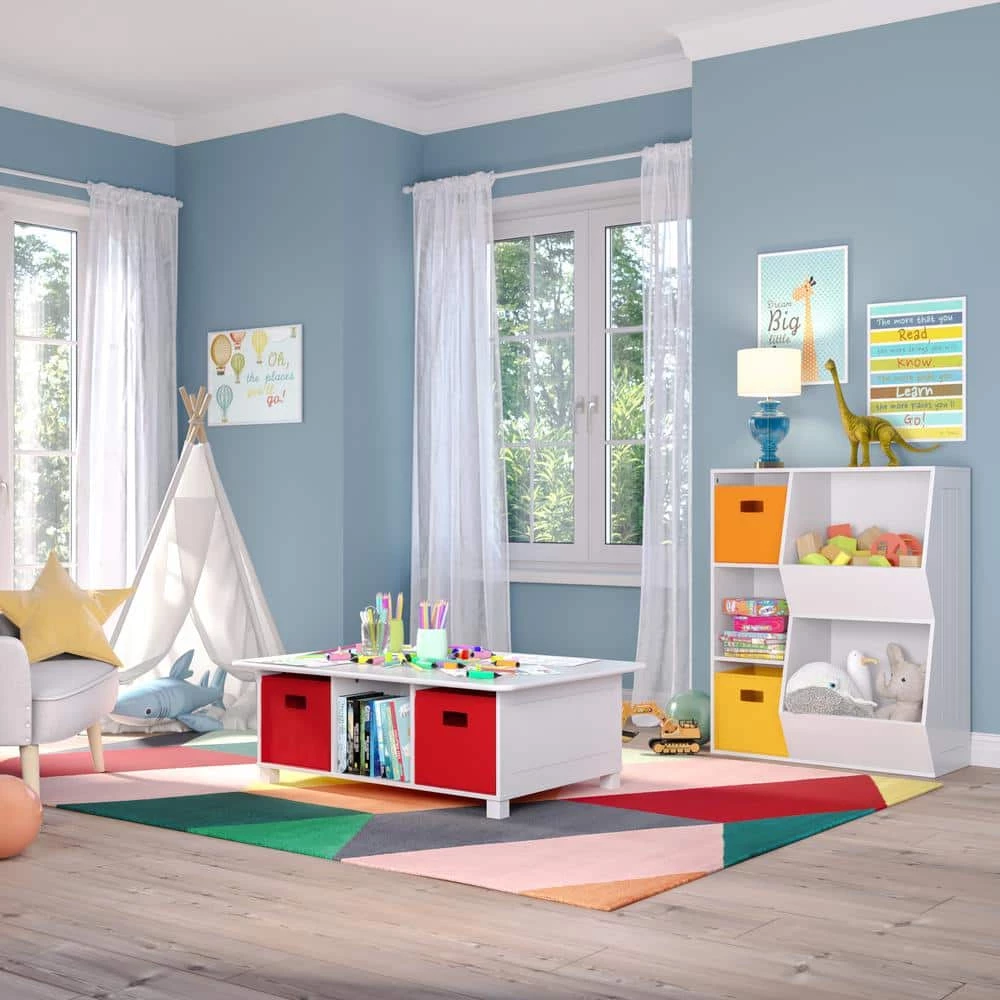 Kids White 6-Cubby Storage Activity Table with 2-Piece Gray Bins by RiverRidge Home 5 Kids White 6-Cubby Storage Activity Table with 2-Piece Gray Bins by RiverRidge Home - Image 5