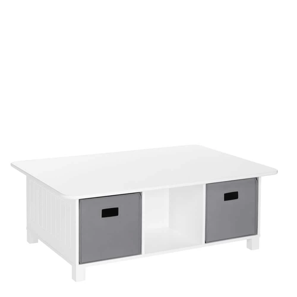 Kids White 6-Cubby Storage Activity Table with 2-Piece Gray Bins by RiverRidge Home 1 Kids White 6-Cubby Storage Activity Table with 2-Piece Gray Bins by RiverRidge Home
