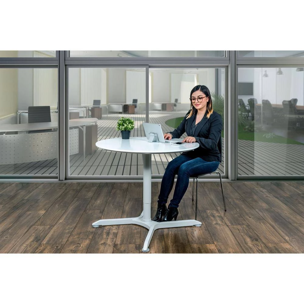 32 in. Pneumatic Height Adjustable Round Cafe Table by Luxor 3 32 in. Pneumatic Height Adjustable Round Cafe Table by Luxor - Image 3