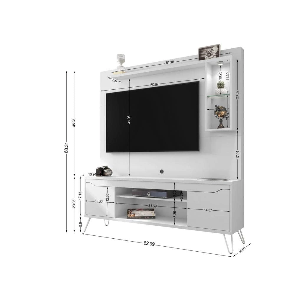Baxter 63 in. White Composite Entertainment Center Fits TVs Up to 55 in. with Storage Doors by Luxor 6 Baxter 63 in. White Composite Entertainment Center Fits TVs Up to 55 in. with Storage Doors by Luxor - Image 6