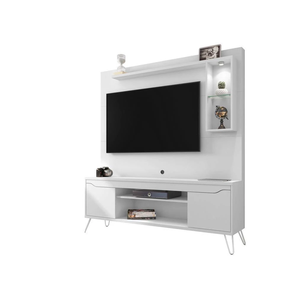 Baxter 63 in. White Composite Entertainment Center Fits TVs Up to 55 in. with Storage Doors by Luxor 9 Baxter 63 in. White Composite Entertainment Center Fits TVs Up to 55 in. with Storage Doors by Luxor - Image 9