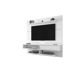 Rochester 71 in. White Particle Board Floating Entertainment Center Fits TVs Up to 65 in. with Cable Management by Luxor