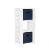 Kids White Cubby Storage Tower with Bookshelves with 2-Piece Navy Bins by RiverRidge Home
