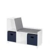 Kids White Storage Bench with Cubbies with Navy Bins (2-Piece) by RiverRidge Home