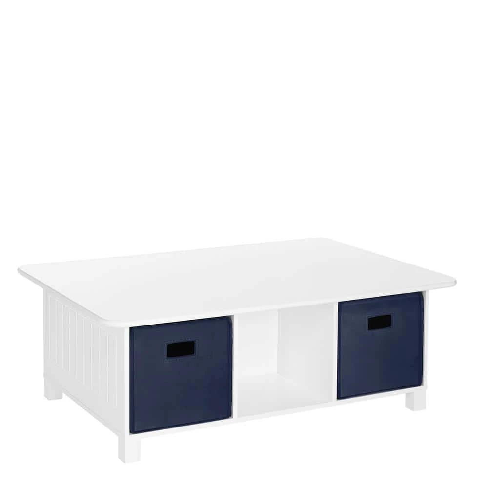 White 6-Cubby Storage Kids Activity Table with Navy Bins (2-Piece) by RiverRidge Home 1 White 6-Cubby Storage Kids Activity Table with Navy Bins (2-Piece) by RiverRidge Home