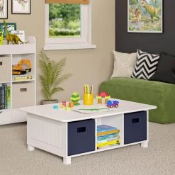 White 6-Cubby Storage Kids Activity Table with Navy Bins (2-Piece) by RiverRidge Home 6 White 6-Cubby Storage Kids Activity Table with Navy Bins (2-Piece) by RiverRidge Home -Furniture Store white navy bins riverridge home kids tables chairs 02 202k c3 1000