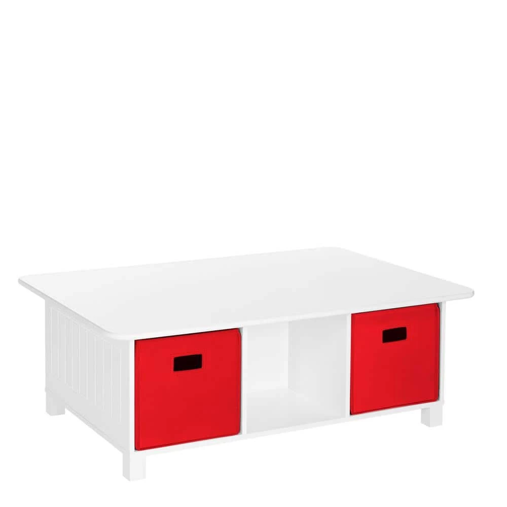 Kids White 6-Cubby Storage Activity Table with 2-Piece Red Bins by RiverRidge Home 1 Kids White 6-Cubby Storage Activity Table with 2-Piece Red Bins by RiverRidge Home