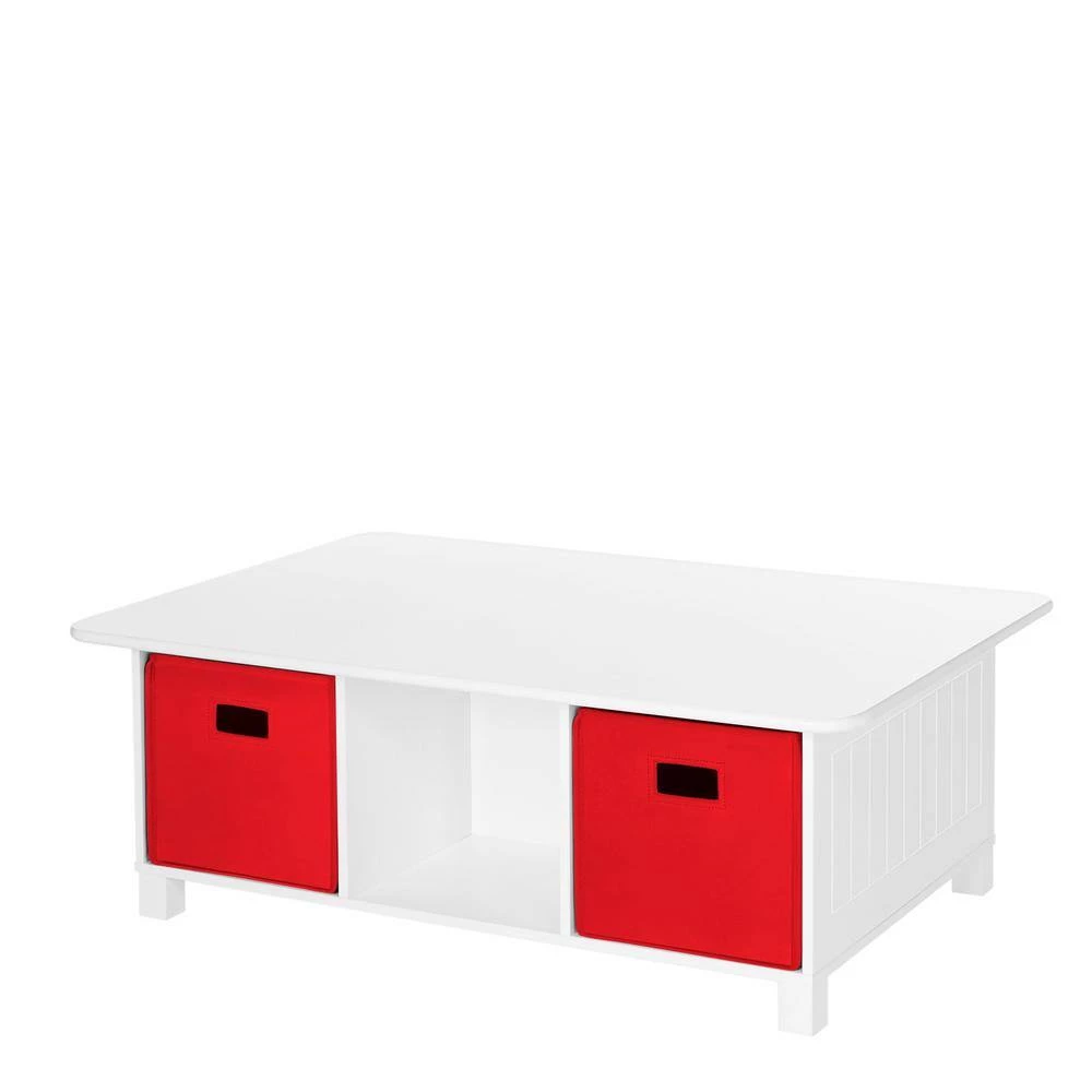Kids White 6-Cubby Storage Activity Table with 2-Piece Red Bins by RiverRidge Home 2 Kids White 6-Cubby Storage Activity Table with 2-Piece Red Bins by RiverRidge Home - Image 2