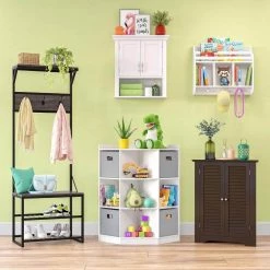 6-Cubby, 3-Shelf Corner Cabinet in White by RiverRidge Home -Furniture Store white riverridge home accent cabinets 02 144 4f 1000