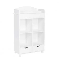 Kids White Cubby Storage Cabinet with Bookrack by RiverRidge Home