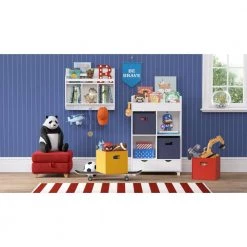 Kids White Cubby Storage Cabinet with Bookrack by RiverRidge Home -Furniture Store white riverridge home kids bookshelves 02 162 66 1000