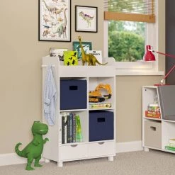 Kids White Cubby Storage Cabinet with Bookrack by RiverRidge Home -Furniture Store white riverridge home kids bookshelves 02 162 77 1000