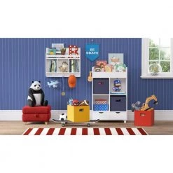 Kids White Wall Shelf with Cubbies and Bookrack by RiverRidge Home -Furniture Store white riverridge home kids bookshelves 02 164 44 1000