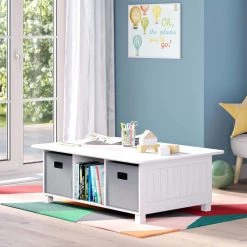 Kids White 6-Cubby Storage Activity Table by RiverRidge Home -Furniture Store white riverridge home kids tables chairs 02 165 1d 1000