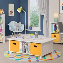 Kids White 6-Cubby Storage Activity Table by RiverRidge Home -Furniture Store white riverridge home kids tables chairs 02 165 1f 1000