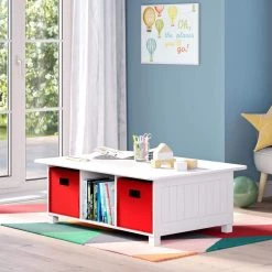 Kids White 6-Cubby Storage Activity Table by RiverRidge Home -Furniture Store white riverridge home kids tables chairs 02 165 31 1000
