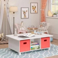 Kids White 6-Cubby Storage Activity Table by RiverRidge Home -Furniture Store white riverridge home kids tables chairs 02 165 4f 1000