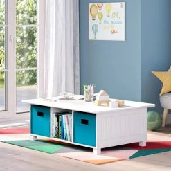 Kids White 6-Cubby Storage Activity Table by RiverRidge Home -Furniture Store white riverridge home kids tables chairs 02 165 66 1000
