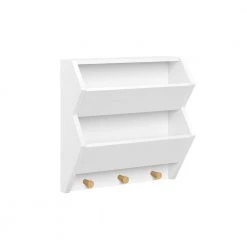 Kids Catch-All White Wall Shelf with 3-Hooks by RiverRidge Home