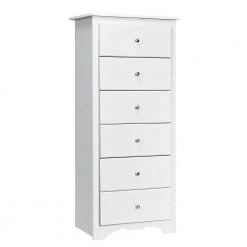 White Finish 6 Drawers Chest Dresser Clothes Storage Bedroom Furniture Cabinet(16" Wx 53.5" H) by SUNRINX