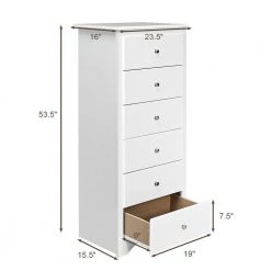 White Finish 6 Drawers Chest Dresser Clothes Storage Bedroom Furniture Cabinet(16" Wx 53.5" H） by SUNRINX -Furniture Store white sunrinx chest of drawers mg2 31we fa 1000