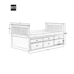 White Captain's Bed Twin Daybed with Trundle Bed and Storage Drawers by SUNRINX -Furniture Store white sunrinx daybeds mg4 2we 76 1000