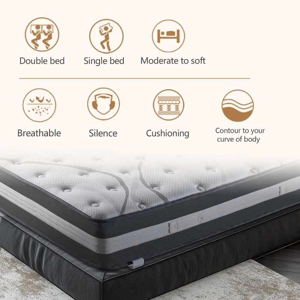 FULL Size Soft Hybrid Pocket Spring 12in. Tight Top Mattress by SUNRINX 6 FULL Size Soft Hybrid Pocket Spring 12in. Tight Top Mattress by SUNRINX - Image 6