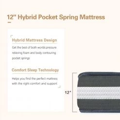 FULL Size Soft Hybrid Pocket Spring 12in. Tight Top Mattress by SUNRINX 11 FULL Size Soft Hybrid Pocket Spring 12in. Tight Top Mattress by SUNRINX -Furniture Store white sunrinx mattresses mg4 13we 4f 1000