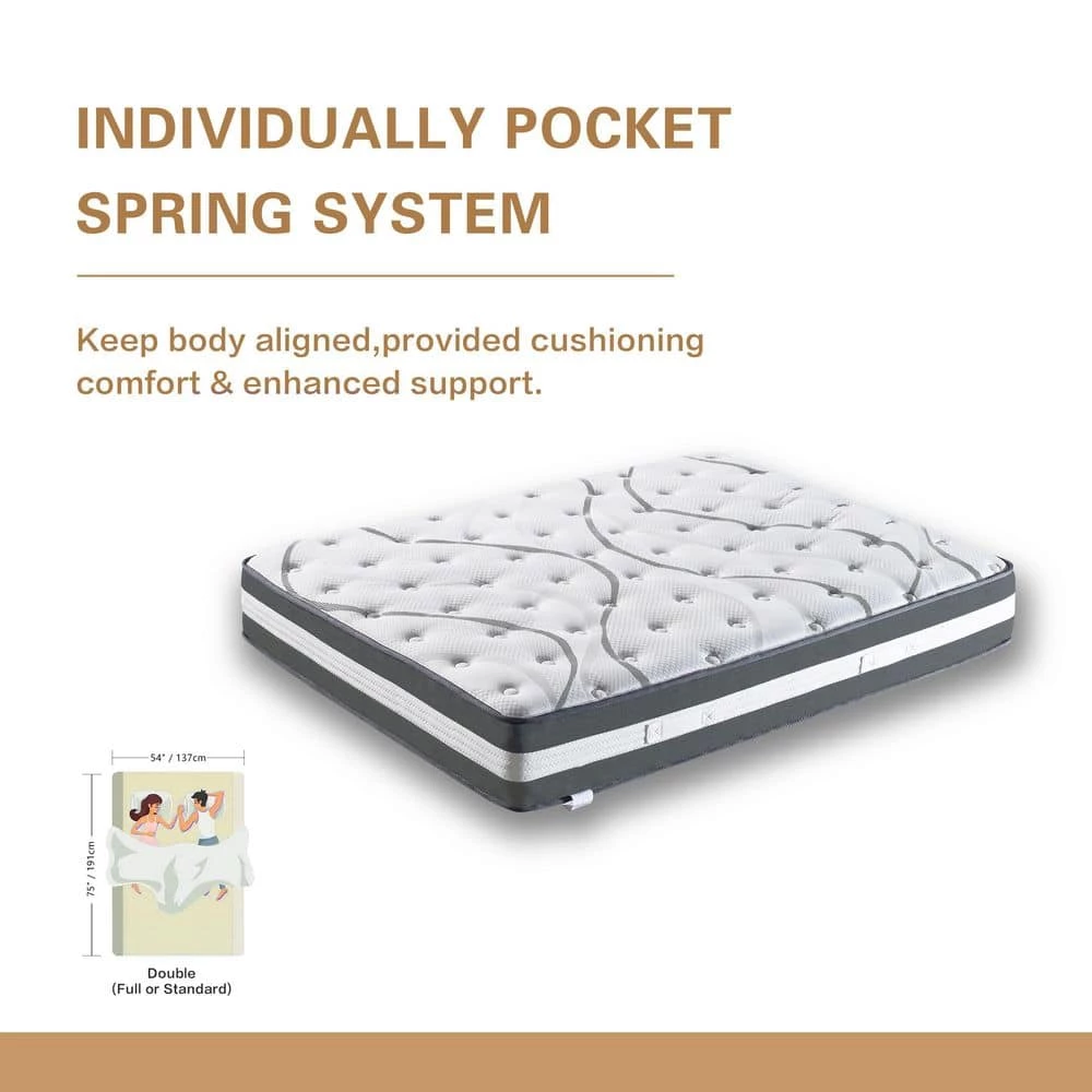 FULL Size Soft Hybrid Pocket Spring 12in. Tight Top Mattress by SUNRINX 1 FULL Size Soft Hybrid Pocket Spring 12in. Tight Top Mattress by SUNRINX