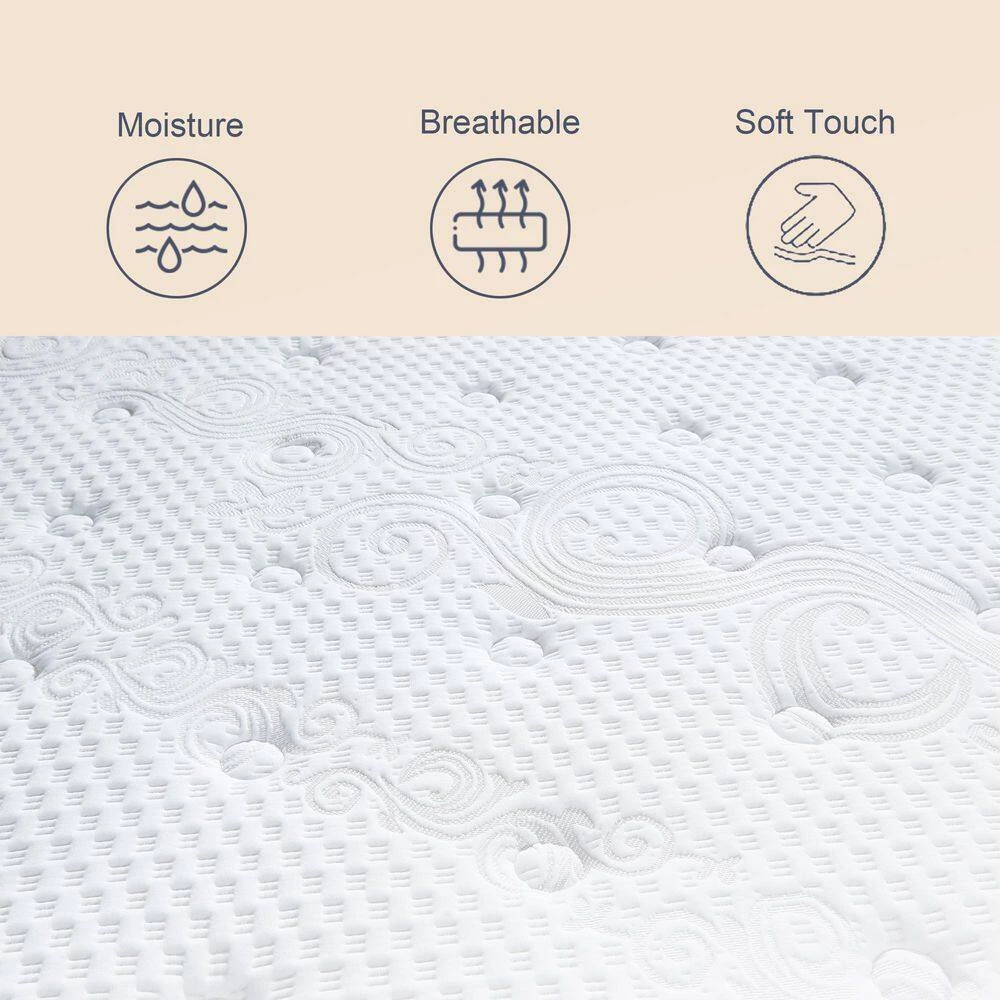 QUEEN Size Soft Memory Foam Hybrid Pocket Coil 12in. Tight Top Mattress by SUNRINX 5 QUEEN Size Soft Memory Foam Hybrid Pocket Coil 12in. Tight Top Mattress by SUNRINX - Image 5