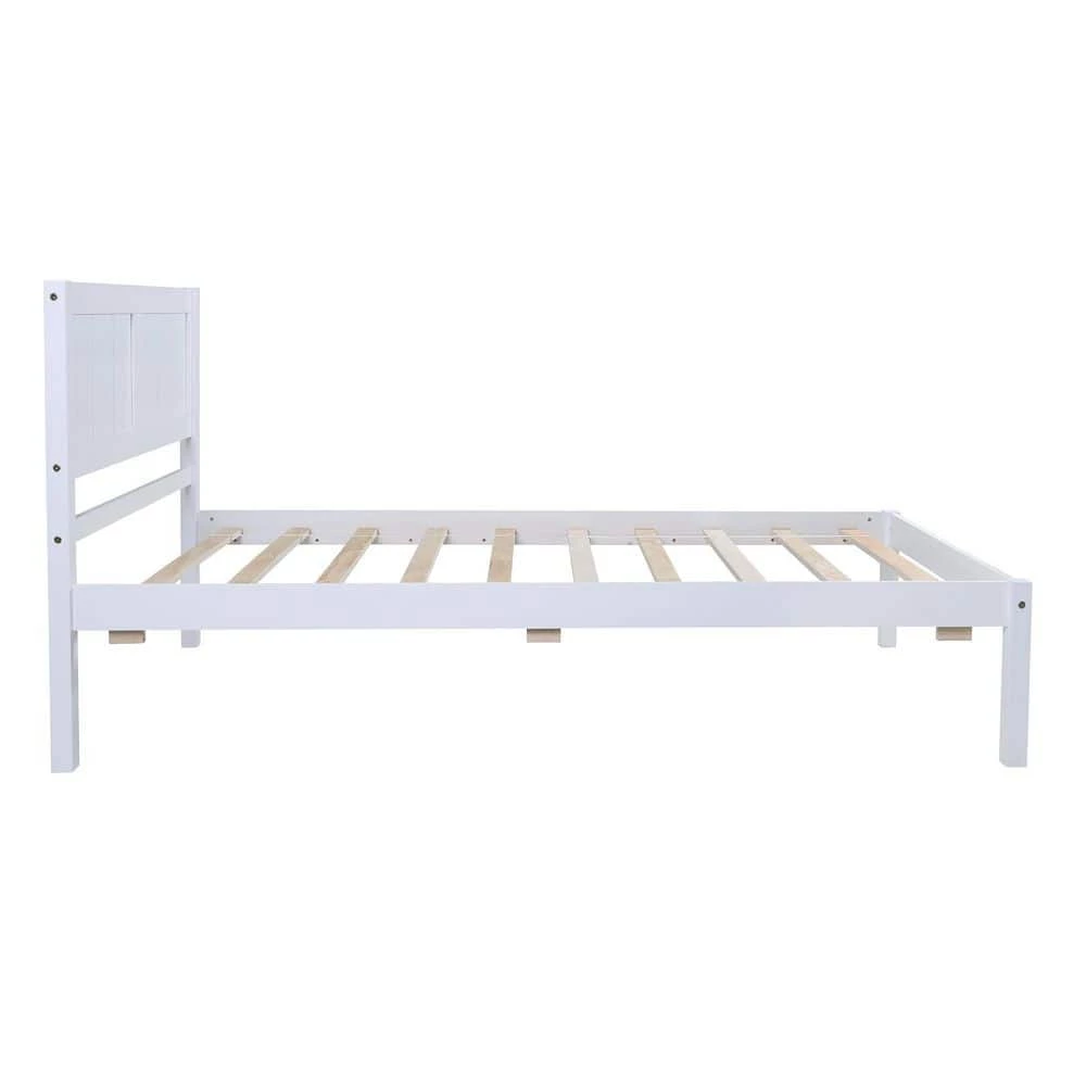 White Bed Frame Wood Twin Platform Bed by SUNRINX 2 White Bed Frame Wood Twin Platform Bed by SUNRINX - Image 2