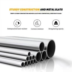 Industrial White Finished Metal Frame Queen Size Platform Bed (61 in W.x 42.5 in H.) by SUNRINX -Furniture Store white sunrinx platform beds mg7 1xz 66 1000