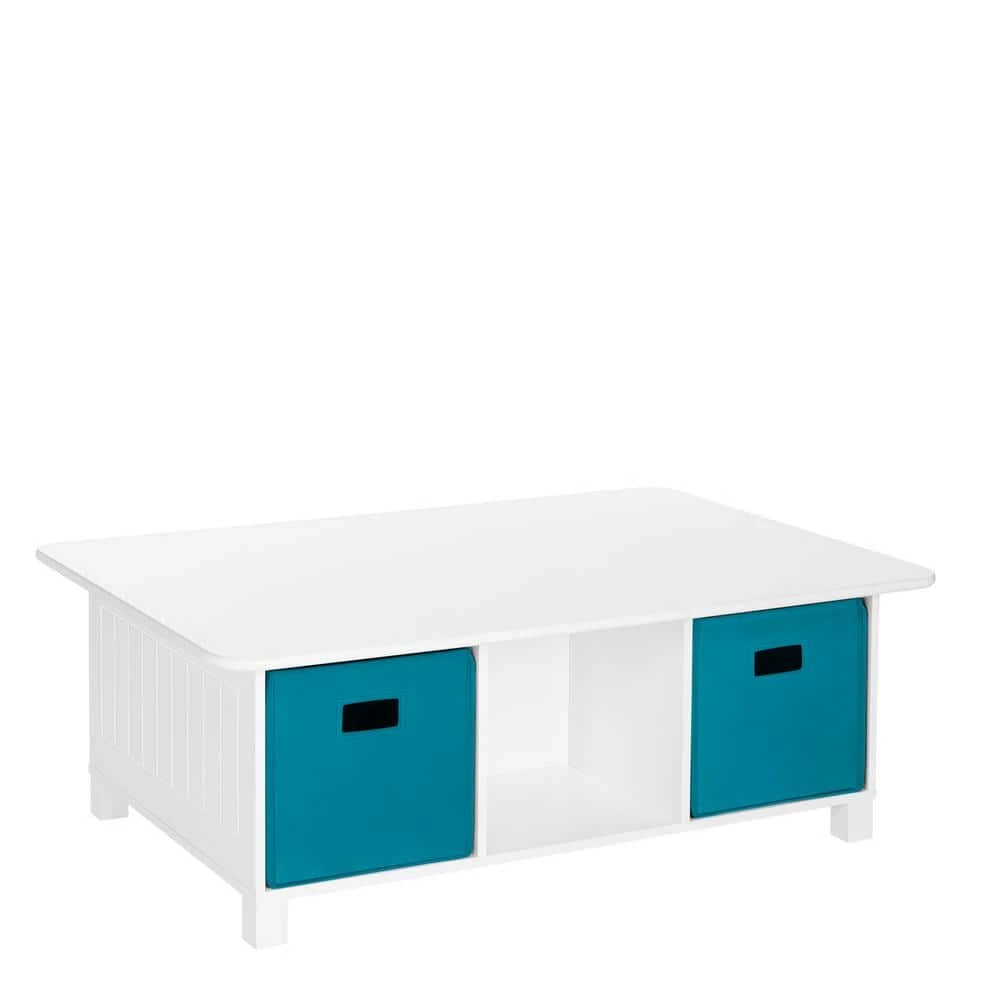 Kids White 6-Cubby Storage Activity Table with 2-Piece Turquoise Bins by RiverRidge Home 1 Kids White 6-Cubby Storage Activity Table with 2-Piece Turquoise Bins by RiverRidge Home