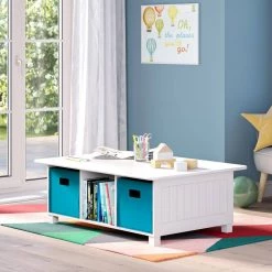 Kids White 6-Cubby Storage Activity Table with 2-Piece Turquoise Bins by RiverRidge Home 7 Kids White 6-Cubby Storage Activity Table with 2-Piece Turquoise Bins by RiverRidge Home -Furniture Store white turquoise bins riverridge home kids tables chairs 02 176k c3 1000