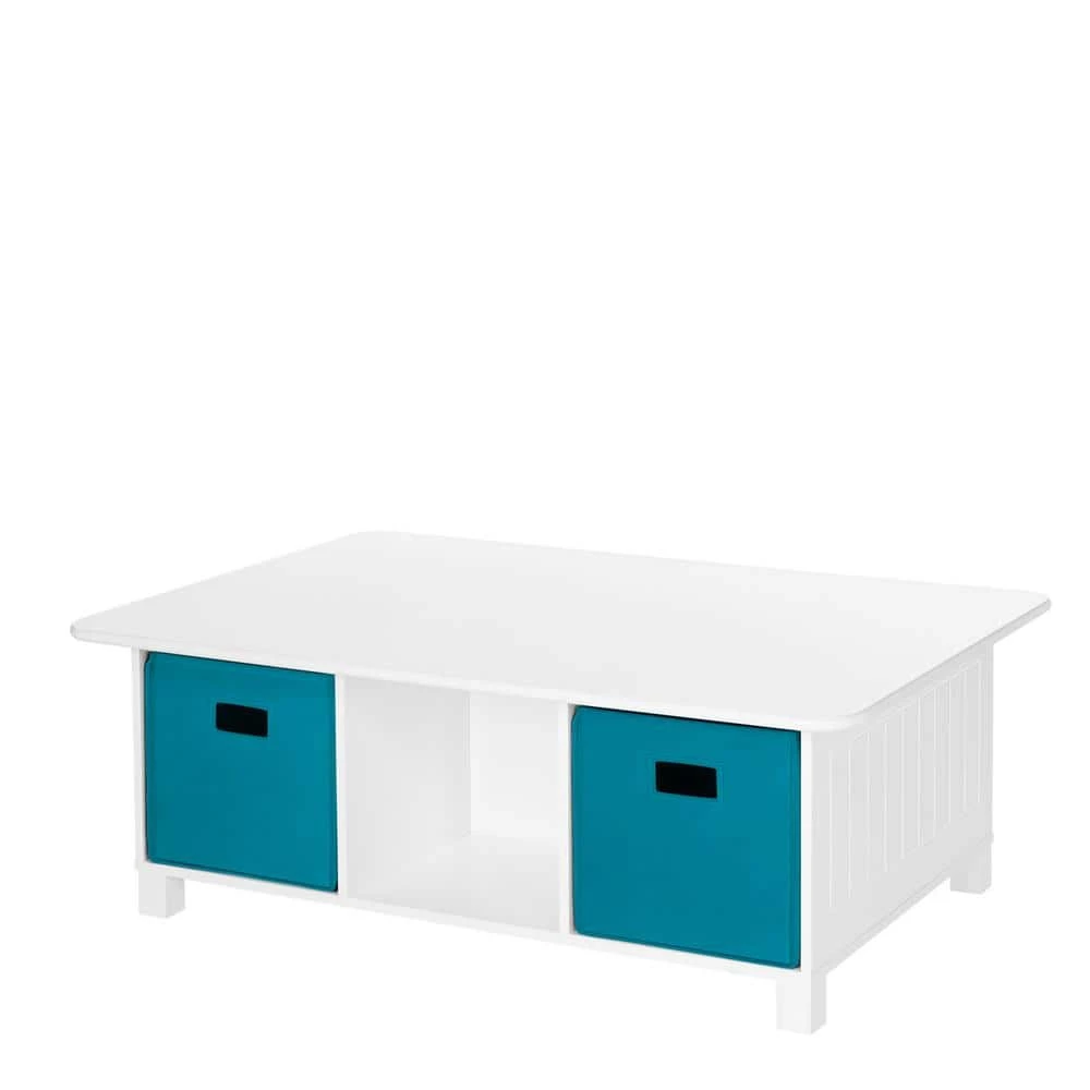 Kids White 6-Cubby Storage Activity Table with 2-Piece Turquoise Bins by RiverRidge Home 2 Kids White 6-Cubby Storage Activity Table with 2-Piece Turquoise Bins by RiverRidge Home - Image 2