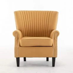 29.9 in. Yellow Wide Fabric Arm Chair by Edendirect