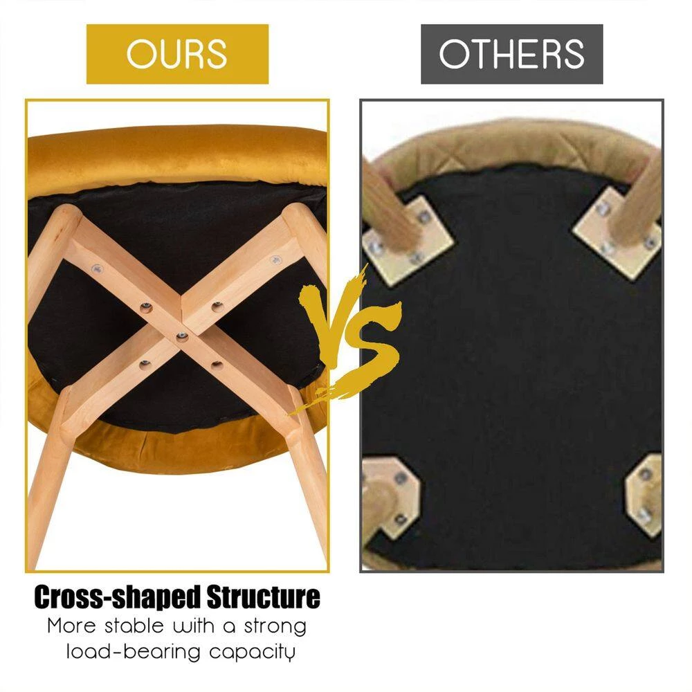 Set of 2-Mid-Back Accent Leisure Armchairs-Yellow by SUNRINX 5 Set of 2-Mid-Back Accent Leisure Armchairs-Yellow by SUNRINX - Image 5