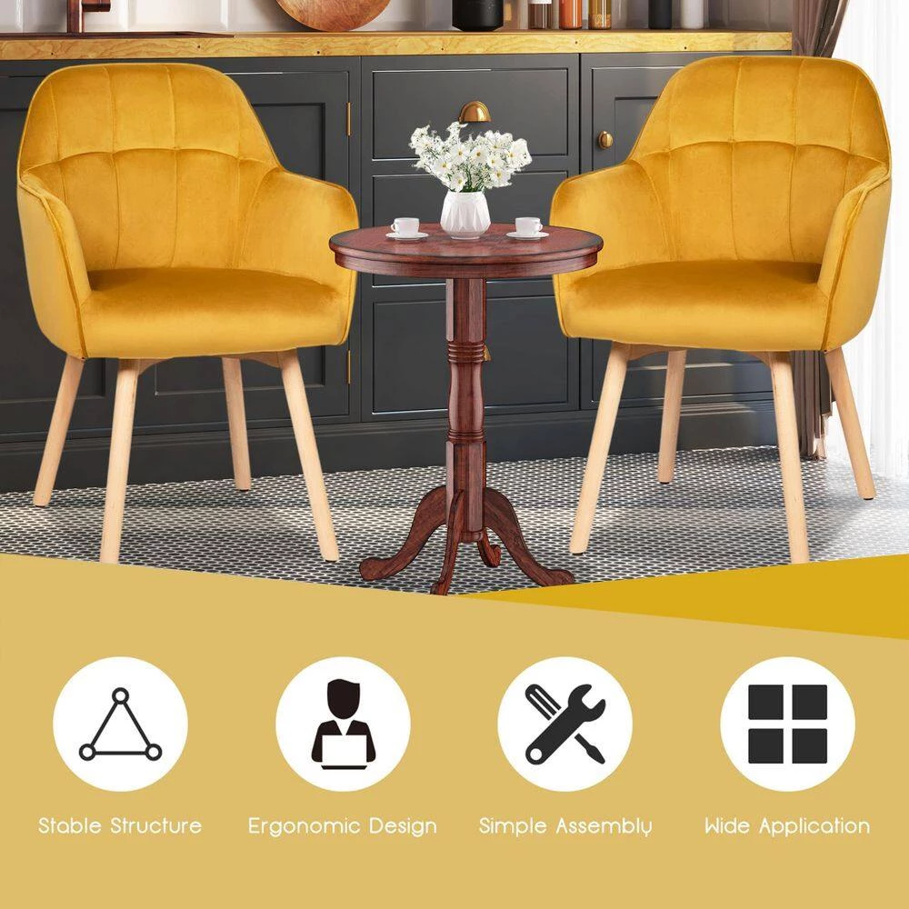 Set of 2-Mid-Back Accent Leisure Armchairs-Yellow by SUNRINX 6 Set of 2-Mid-Back Accent Leisure Armchairs-Yellow by SUNRINX - Image 6