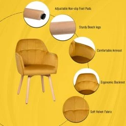 Set of 2-Mid-Back Accent Leisure Armchairs-Yellow by SUNRINX 11 Set of 2-Mid-Back Accent Leisure Armchairs-Yellow by SUNRINX -Furniture Store yellow sunrinx accent chairs mg6 13bd 4f 1000